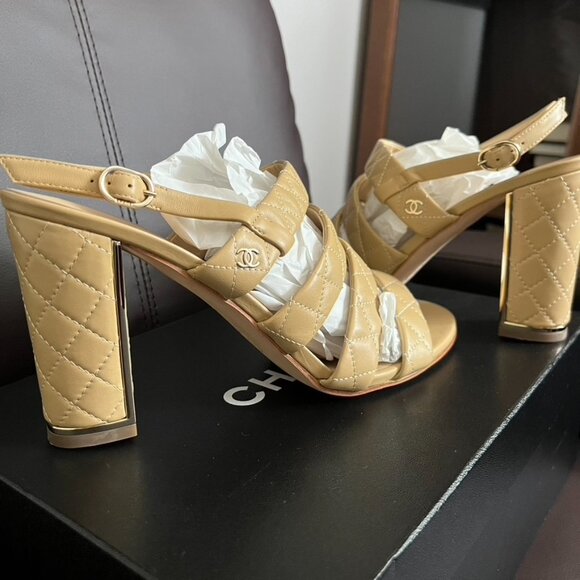 CHANEL Beige Calfskin Sandals (NWT) - Picture 3 of 13